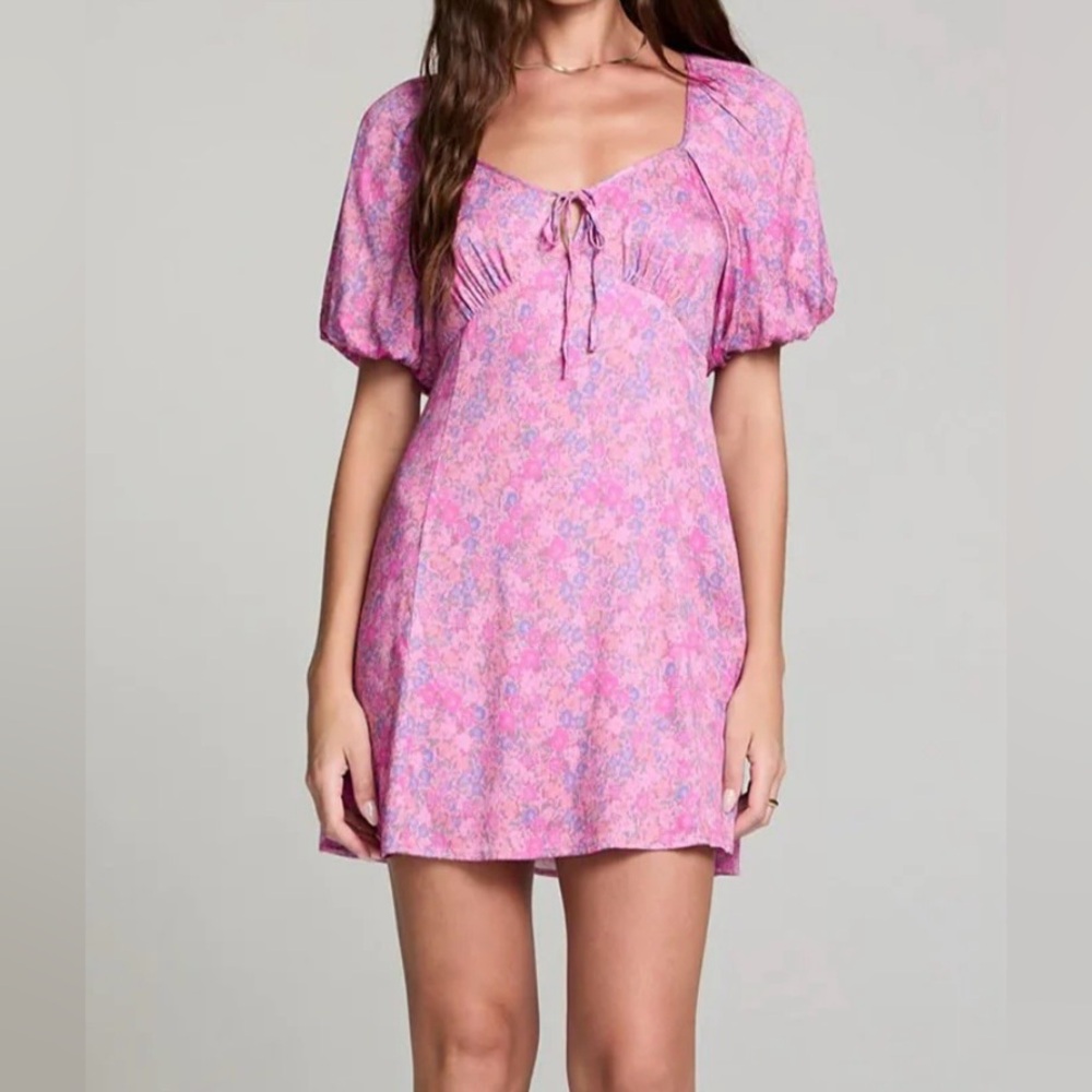 NEW SALTWATER LUXE Short Sleeve Mini Dress Azalea Medium Rayon/Spandex   NWT